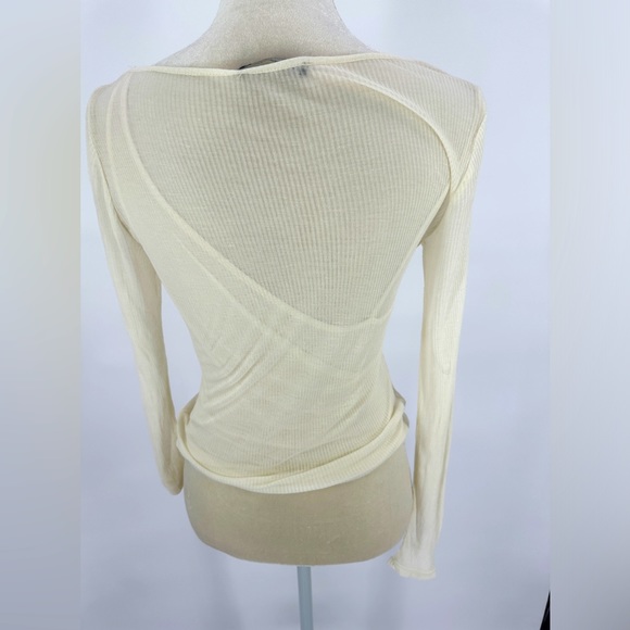 ZARA | Women’s M Medium Cream Double Layer Long Sleeve Thin Top - Picture 3 of 5